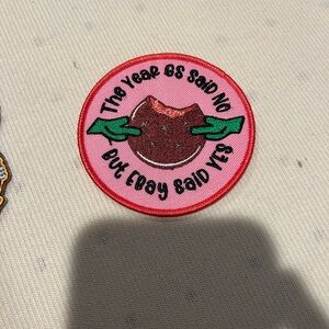 Pink and Red Embroidered Patch